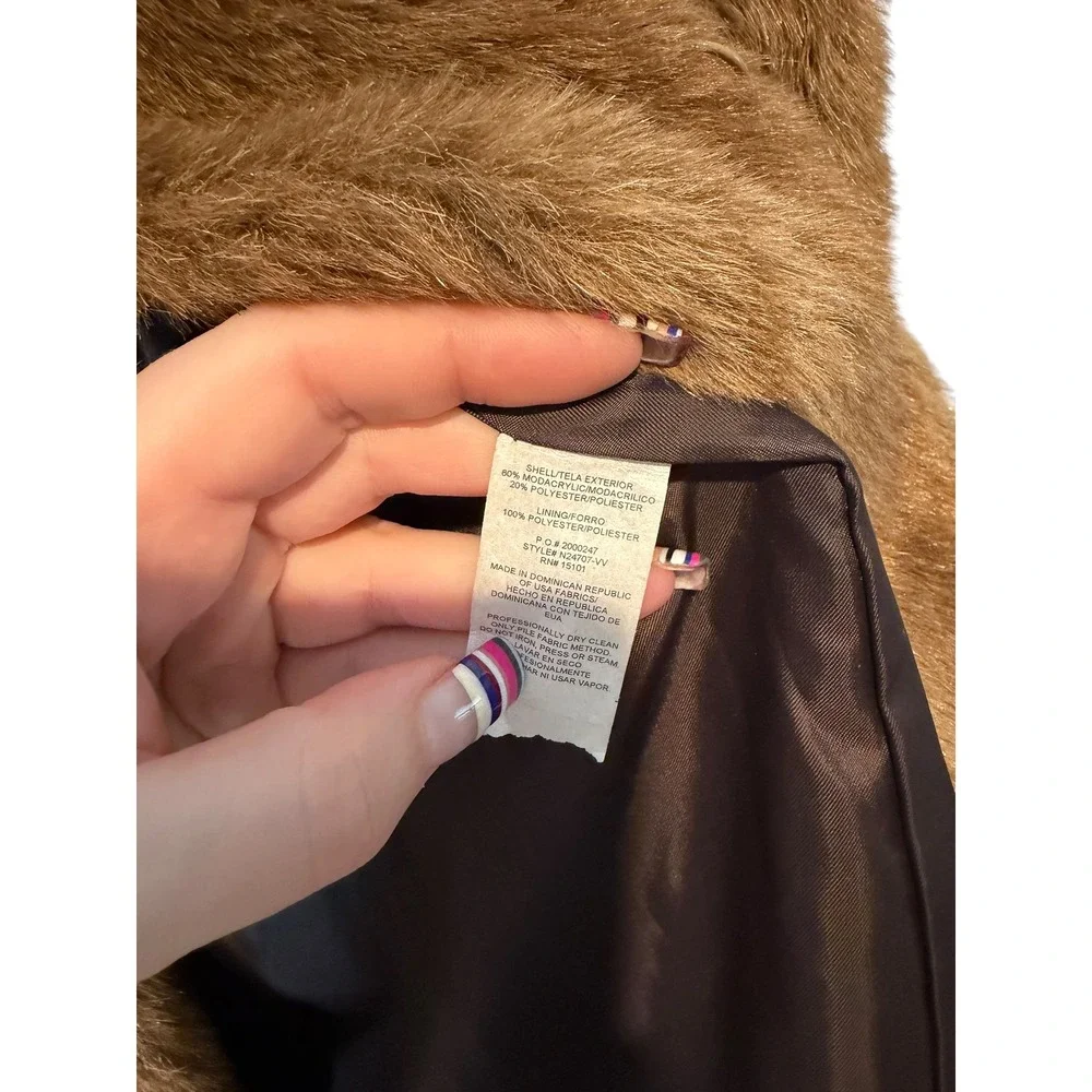 Alpine Studio Womens Faux Fur Coat Brown Mid Length Jacket Small Mob Wife Y2K